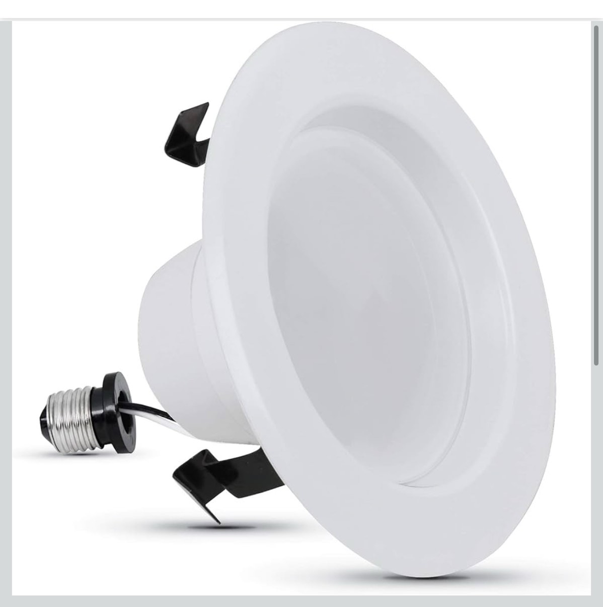 Feit Electric 4 inch LED Recessed Lighting Retrofit Downlight - Pre-Mounted Trim - Standard Base Adapter - 5000K Daylight