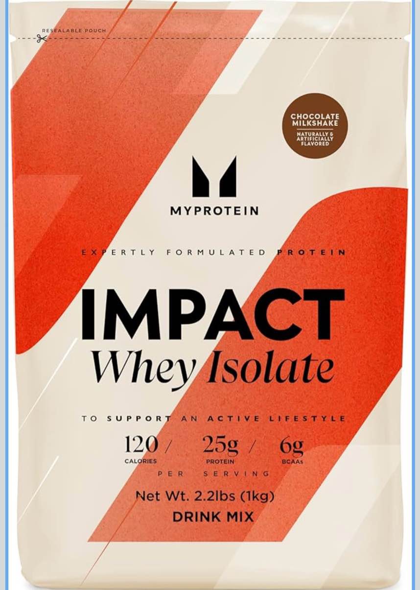 Myprotein Impact Whey Protein Isolate, 2.2 Lbs (31 Servings) Chocolate Milkshake, 25g Protein, 3.5g Glutamine & 6g BCAA Per Serving, Shake for Muscle Strength & Recovery