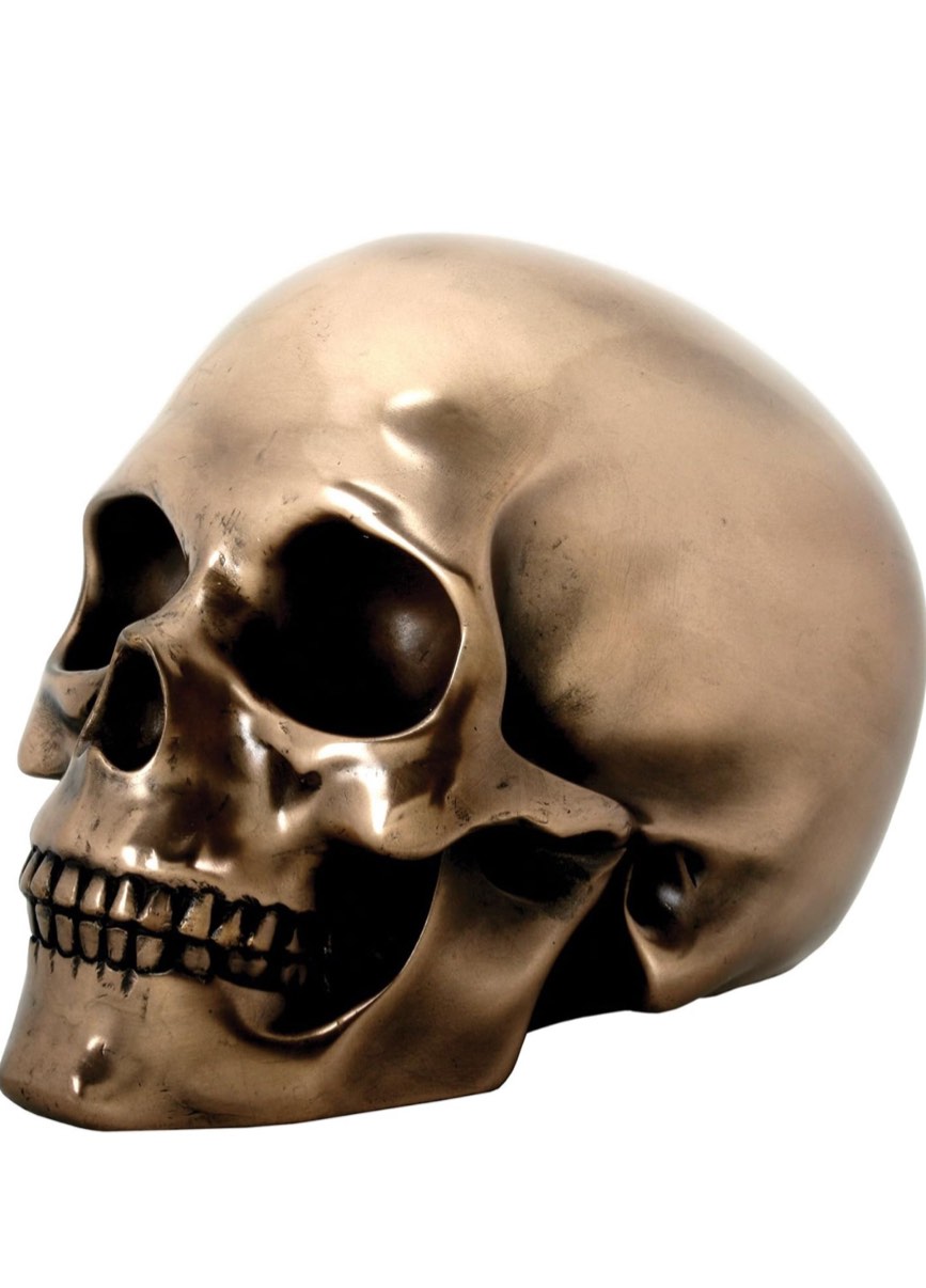 SUMMIT COLLECTION Decorative Bronze Colored Skull Head Skeleton Figurine Statue