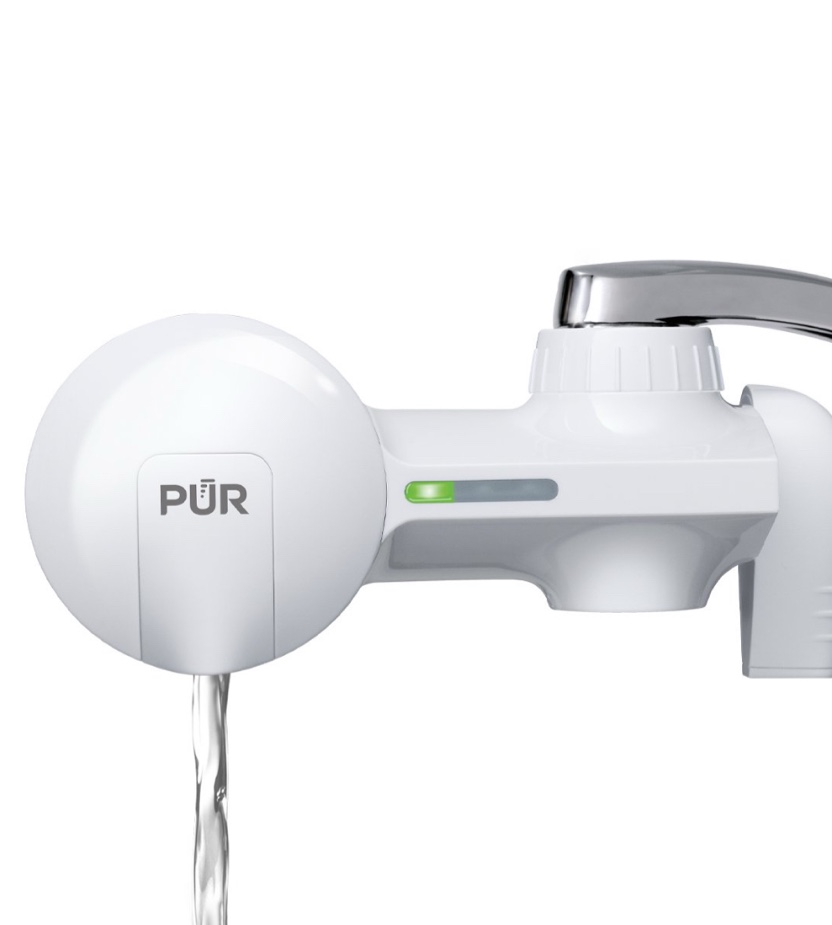 pur faucet mount water filtration system, horizontal, white,
