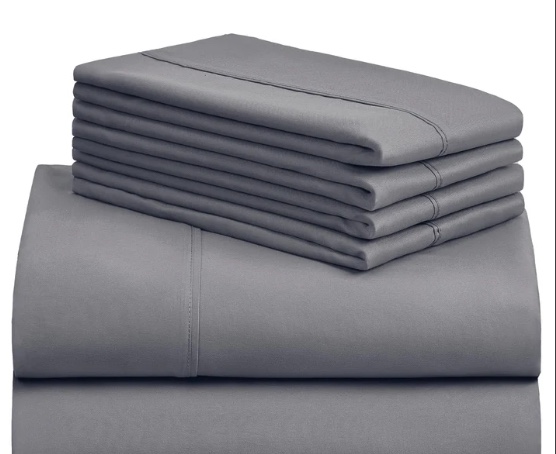 LuxClub 6 PC King Sheet Set, Breathable Luxury Bed Sheets, Deep Pockets 18" Wrinkle Free Cooling Bed Sheets Machine Washable Hotel Bedding Silky Soft - Silver King