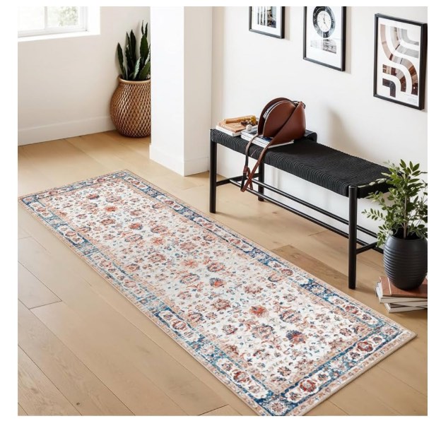 gopas hallway runner rug 2ft x 6ft, boho washable runner rugs with rubber backing, ultra soft non slip carpet runner for bedroom laundry living room bathroom