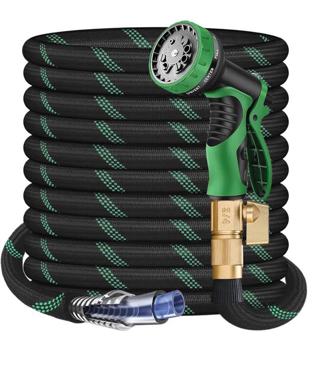 75 ft garden hose - 2025 new upgraded flexible water hose - ultra lightweight kink-free car washing pipe with 10 function sprayer and 3/4" solid brass fittings - durable,leak proof garden hoses