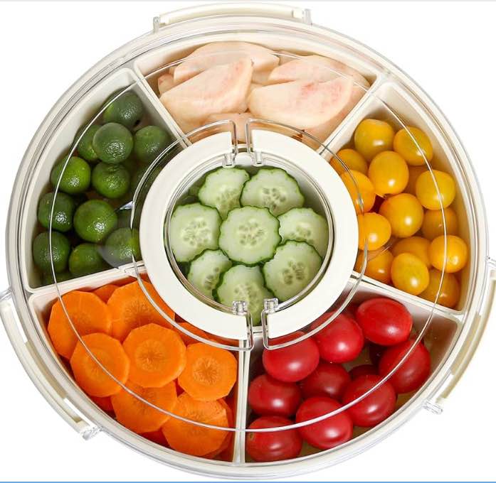 Zonpexe Snackle Box Container - Divided Serving Tray with Lid for Parties, Snack Box Perfect for Chips and Dip, Charcuterie, Veggie, Fruit, Snacks and Candy
