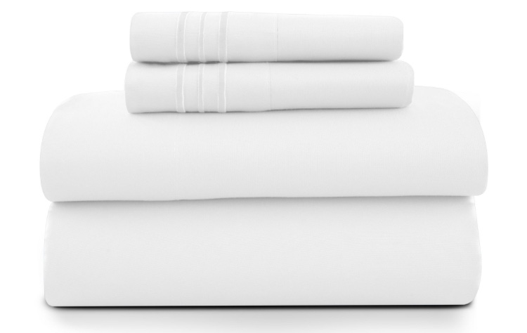 Lux Decor Collection Microfiber 4 PCs Plain Sheet Set 16186 White