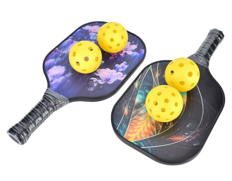 Water and Fire Pickleball Set with Bag and Paddles and Balls