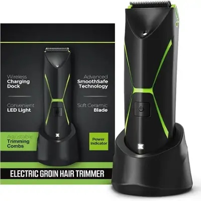 RTMB - Waterproof Pubic Hair Groomer with Cordless Rechargeable Groin Shaver - Black
