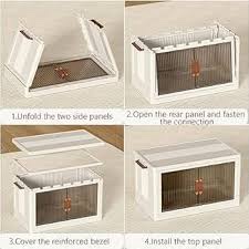 OKENTEN Stackable Storage Bins with Lids, Grey, Storage containers, Large Collapsible Box Open Front Door,Closet Organizer for Dormroom Clothes