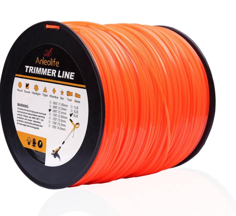  5-Pound Commercial Square .095-Inch-String Trimmer Line in Spool,with Built-in Line Cutter, Orange