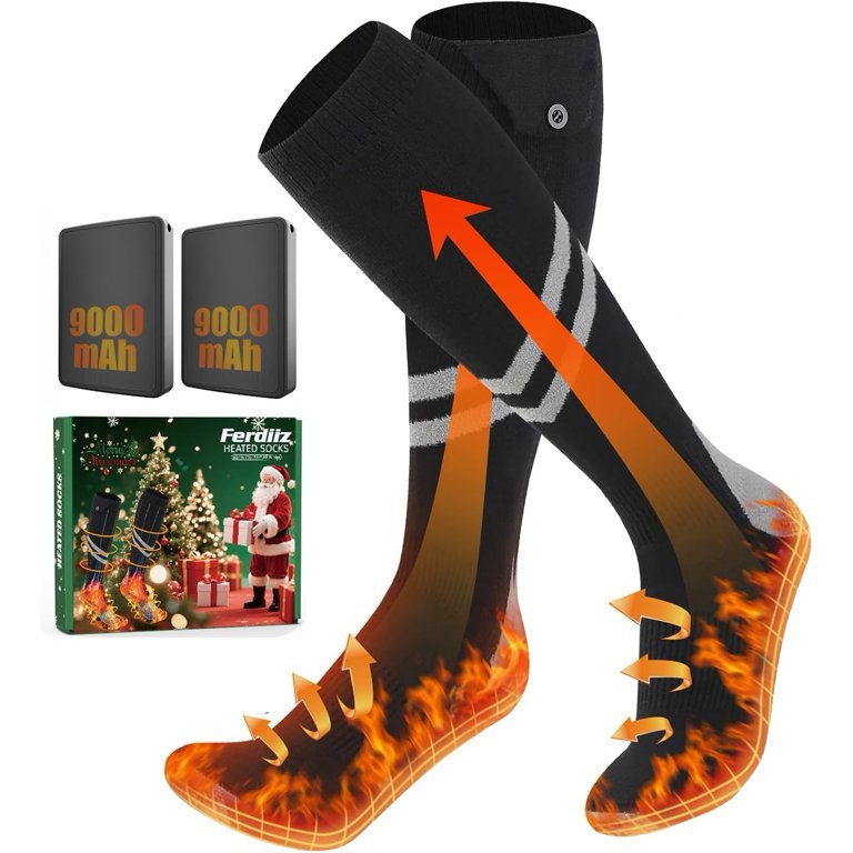 Rechargeable Heated Socks for Men Women, 2023 Upgraded 6000mAh, 4 Levles Electric Heated Sock is Foot Warmer, Machine Washable Thermal Electric Socks, Heated Socks for Camping, Skiing.Christmas Gift