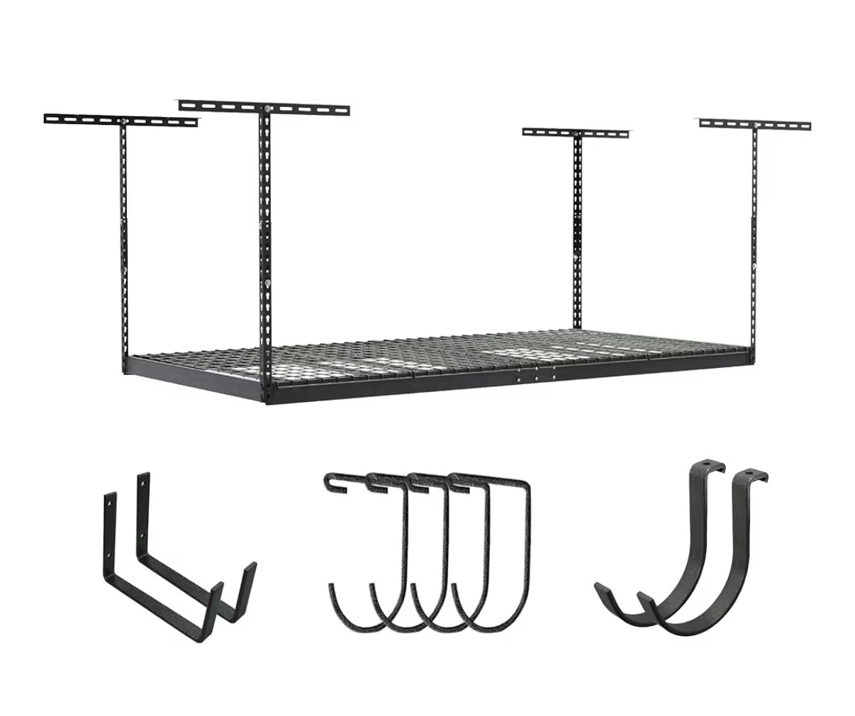 Eagle Industrial Group Silver Metal Overhead Garage Storage Rack 4'x8', Silver