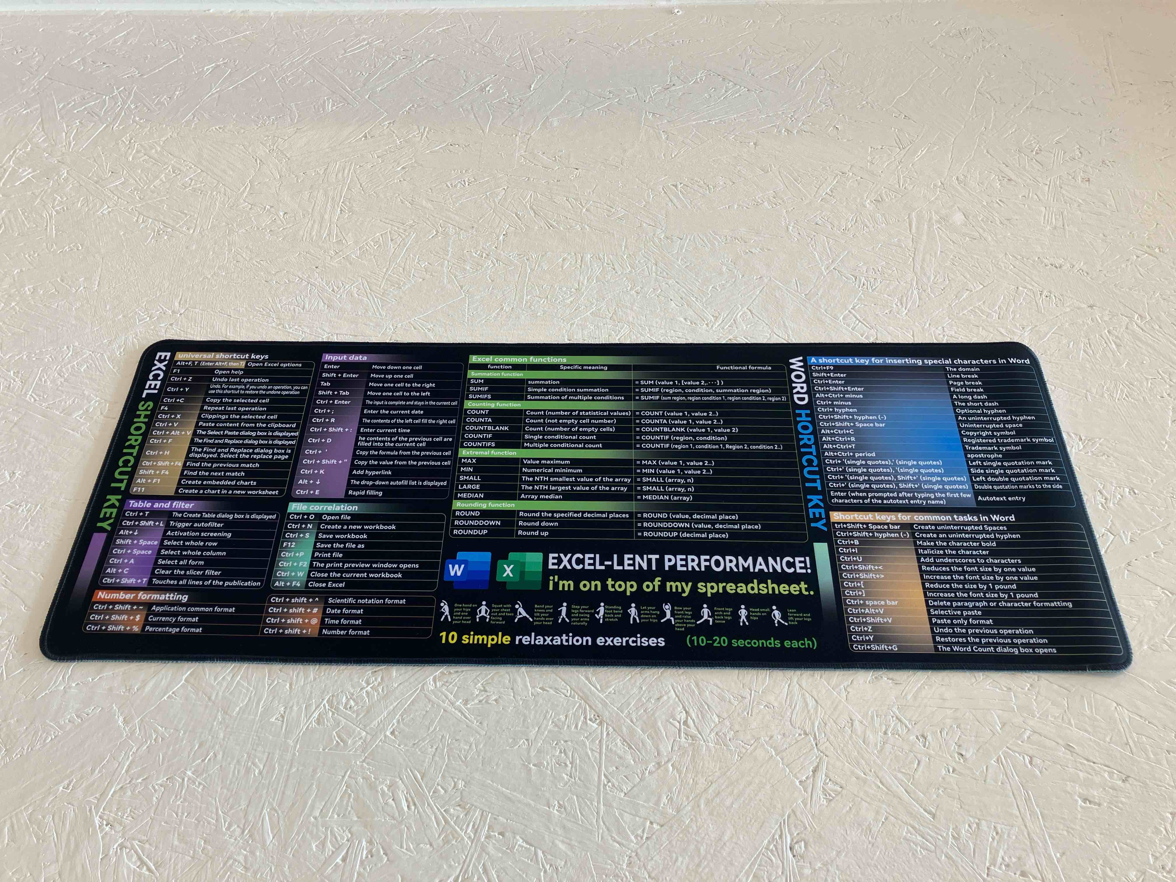 ZDRCOE Excel Mouse Pad 31inch x 12inch