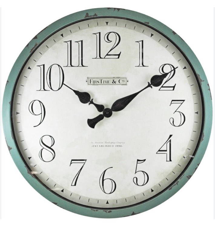 FirsTime & Co. Teal Bellamy Wall Clock, Farmhouse, Analog, 24 x 2 x 24 in