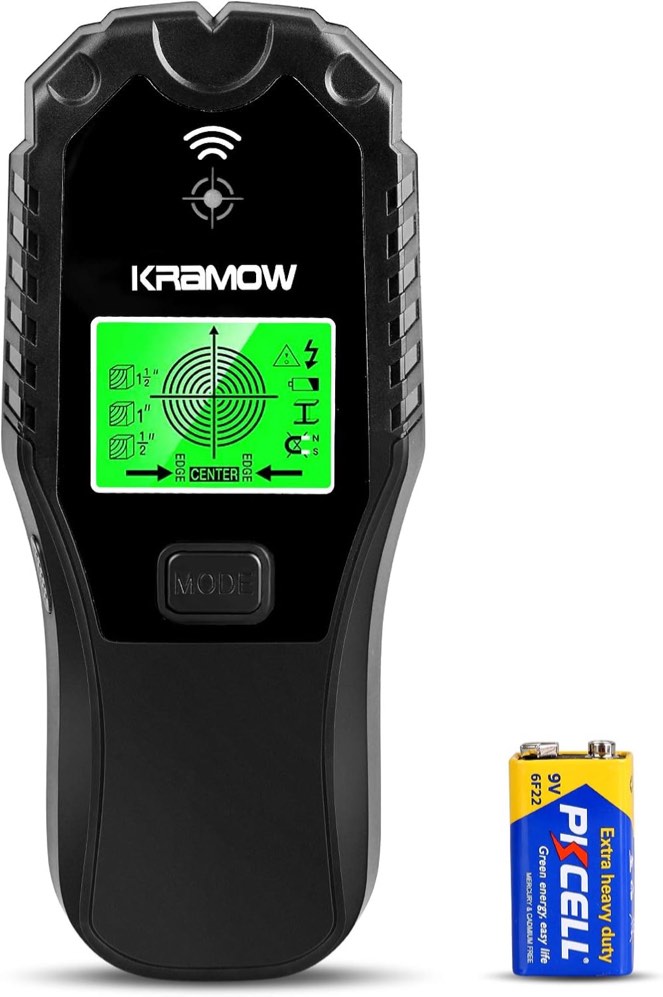 Stud Finder Wall Scanner 5 in 1 Electronic Stud Sensor Beam Finders Wall Detector Center with Battery LCD Display Audio Alarm for Studs Wood Beam Joist Metal AC Wire Edge DetectionBlack