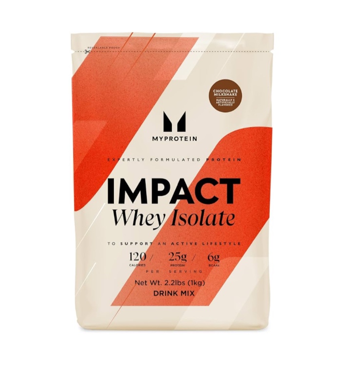 Myprotein Impact Whey Protein Isolate, 2.2 Lbs (31 Servings) Chocolate Milkshake, 25g Protein, 3.5g Glutamine & 6g BCAA Per Serving, Shake for Muscle Strength & Recovery