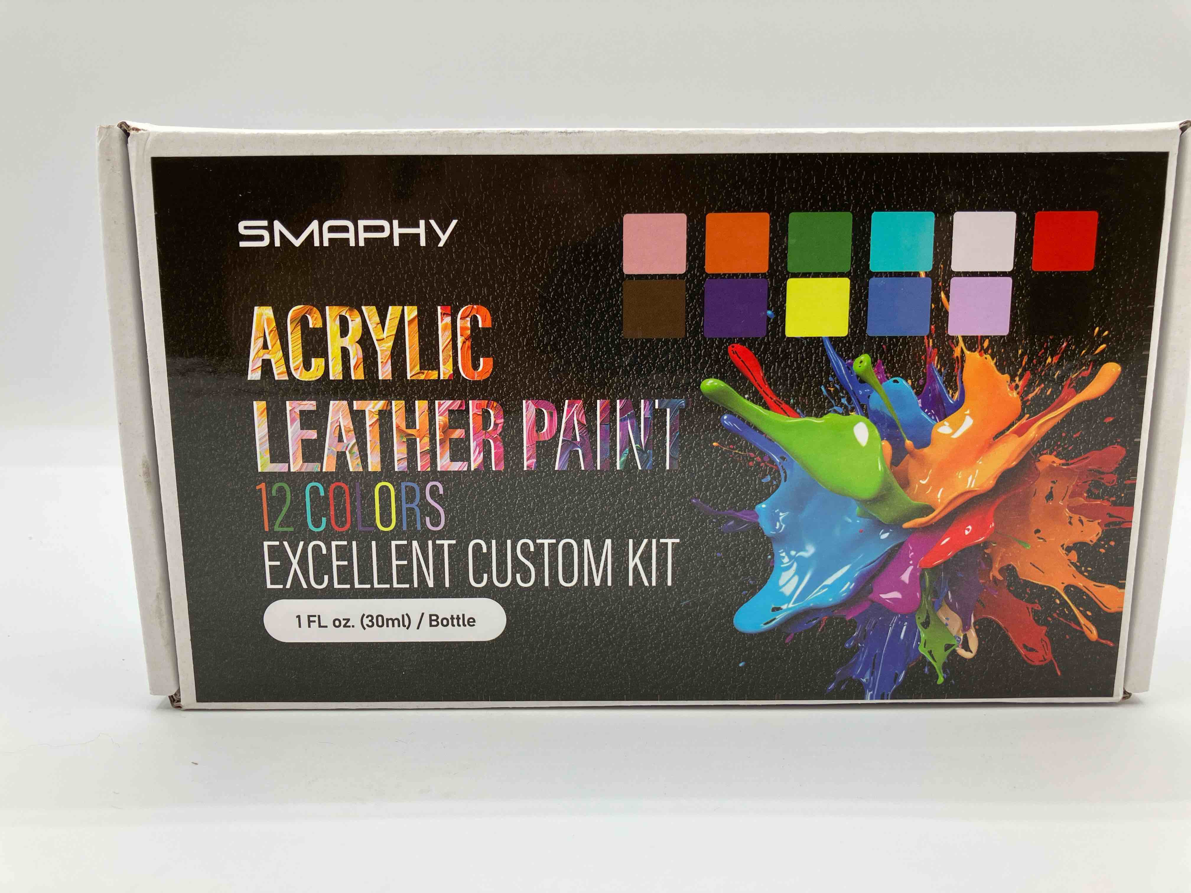 Smaphy Acrylic Leather Paint 12 Colors Excellent Custom Kit