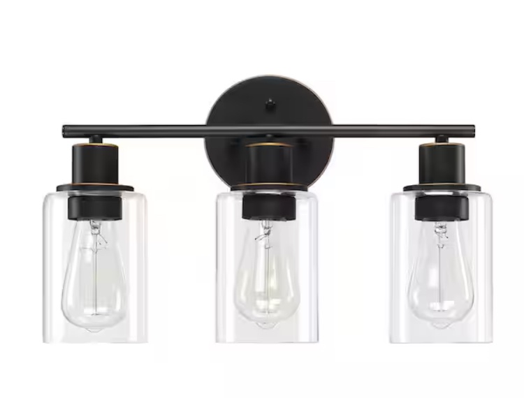 17 in. 3-Light Bathroom Light Fixtures Oil Rubbed Bronze Vanity Light A-41953ORB