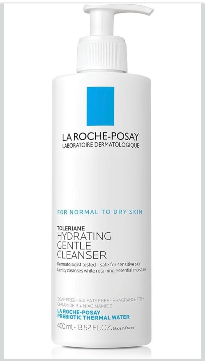 La Roche-Posay Toleriane Hydrating Gentle Face Cleanser, Hydrating Facial Cleanser With Niacinamide + Ceramides, Daily Face Wash For Dry Skin To Normal Skin, Sensitive Skin Tested, Fragrance Free