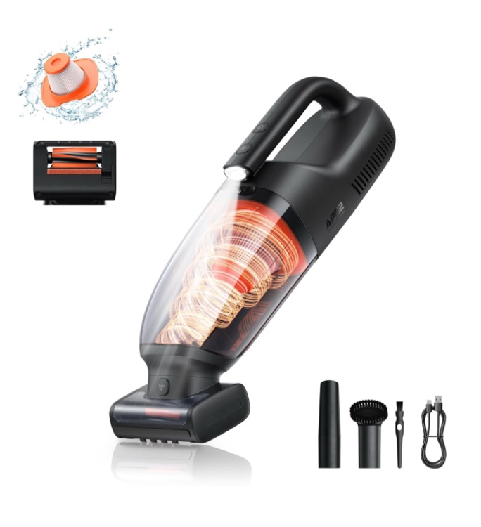baseus hand held vacuum cordless, 160w car vacuum cleaner, pet hair vacuum with led light and 10000mah battery, rechargeable portable vac for car home rv carpet couch stair, no entanglement (ap02