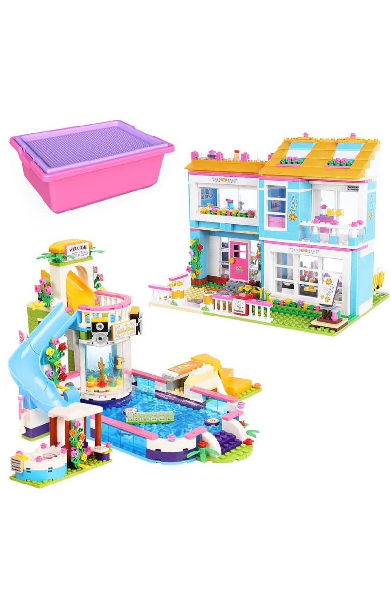 Friends House Building Kit, Family House Swimming Pool Party Building Blocks Sets for Kids Boys Girls Aged 6-12 (1736 Pieces)