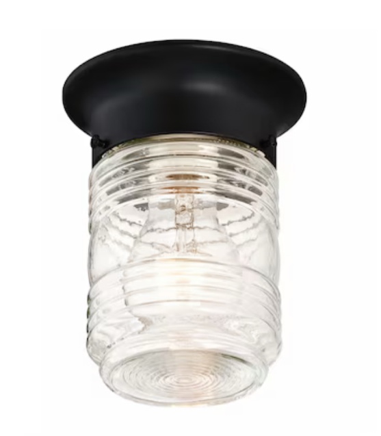 Design House Jelly Jar 1 -Light 4.83-in Black Indoor/Outdoor Flush Mount Light