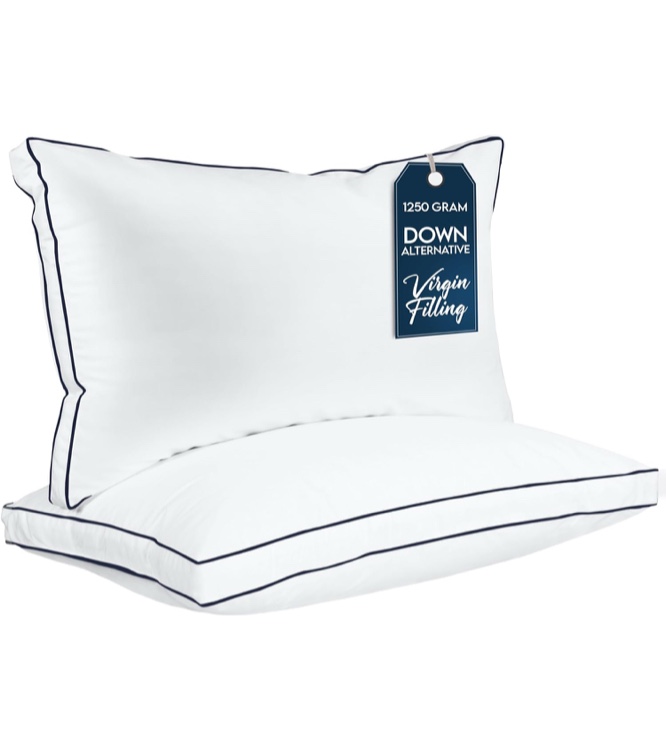 Utopia Bedding Bed Pillows for Sleeping King Size (Navy/White), Set of 2, Cooling Hotel Quality, Gusseted Pillow for Back, Stomach or Side Sleepers