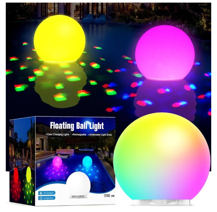 2025 New Floating Pool Lights with Underwater Light Effects, Wireless Rechargeable Pool Lighting, Hot Tub Lights Ball with Color Changing, Spa Bath Light