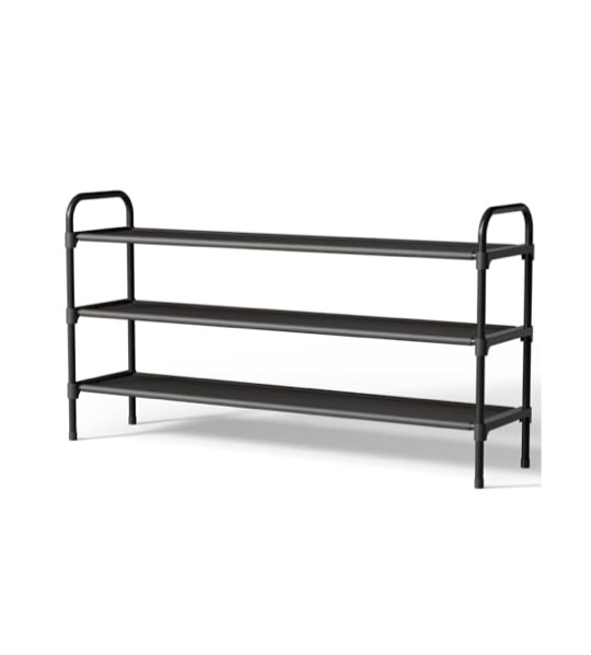 Kitsure Extra-Long Shoe Rack for Closet, Shoe Organizer for Front Door Entrance, Stackable Shoe Shelf, Detachable Closet Organizers and Storage, 39.0in Wide - 3 Tier, Black