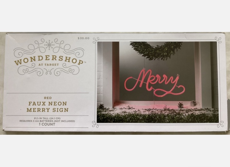 Wondershop Merry Neon Christmas Sign 9.5 in tall.
