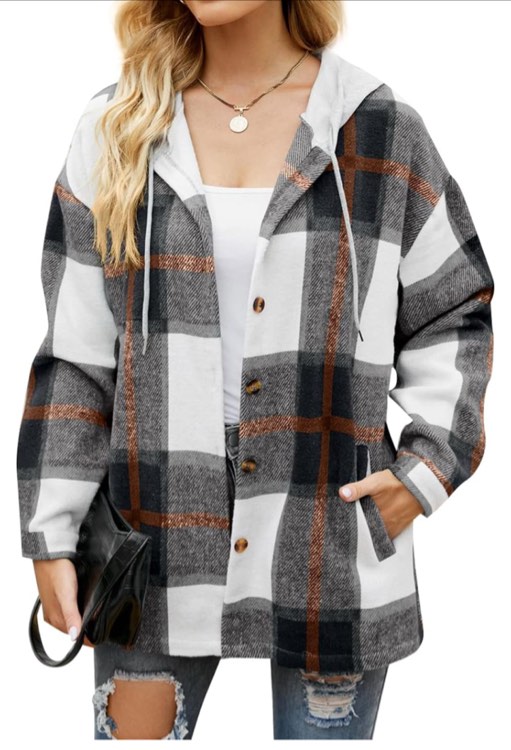 Small YOCUR Womens Flannel Shirts Plaid Button Down Shirt Casual Lapel Long Sleeve Outwear Warm Fall Winter Blouses
