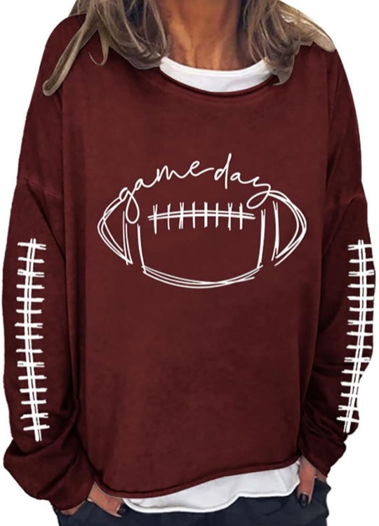 Size Small Game Day Football Sweatshirt Women Cute Graphic Funny Sunday Casual Long Sleeve Crewneck Pullover Top