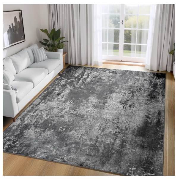 Ompaa Living Room Rug 5x7 Black Area Rug Machine Washable Boho Carpet Non Slip Abstract Vintage Indoor Large Rugs for Bedroom, Classroom, College Dorm, Farmhouse, Dining Room, Kids Playroom