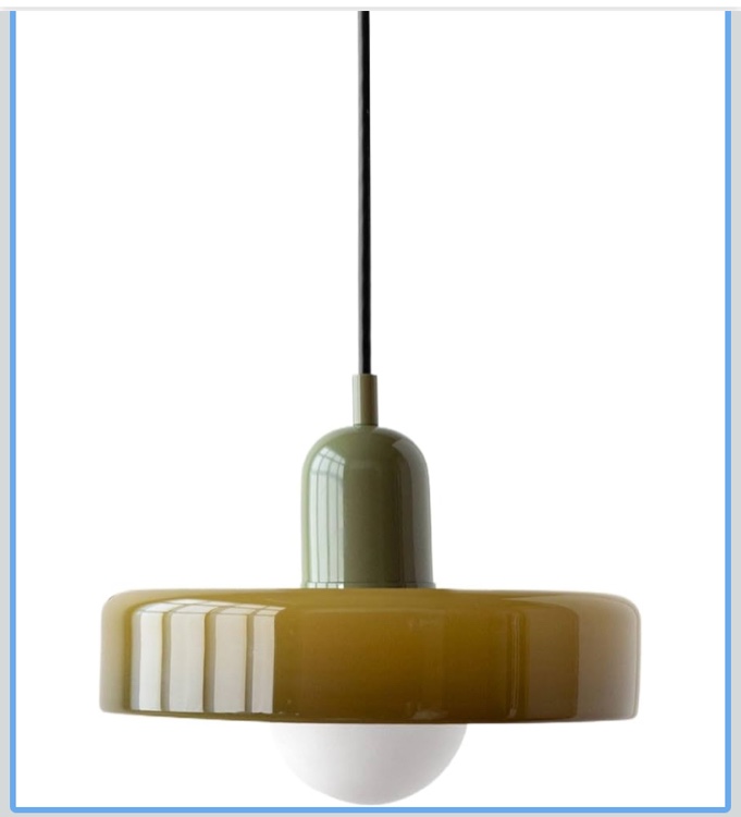 9.8" Nordic Mid Century Green Glass Pendant Hanging Light Modern Single Restaurant Lamp Vintage Farmhouse Ceiling Lamp Dining Room Chandelier for Over Table Kitchen Island Bedroom Hallway E26