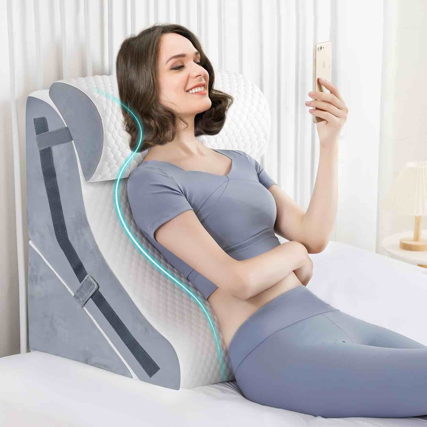 Wedge Pillow for Sleeping, Orthopedic Bed Wedge Pillow Set, 15-in-1 3PCS Adjustable Memory Foam Wedge Pillow Post Surgery, 9 &16 & 20 inches Height 3-in-1 Incline Wedges Pillows