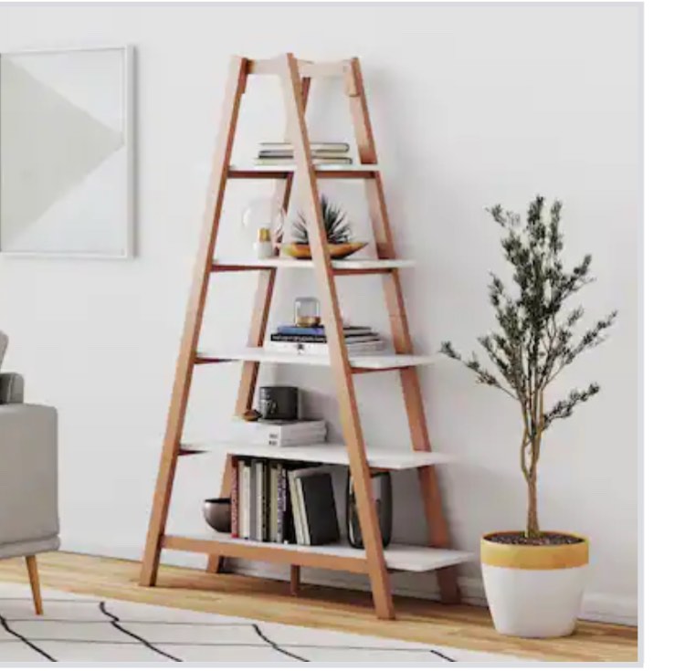 Nathan James Carlie White and Brown 5-Shelf Display 14in D x 46in W x 66in H