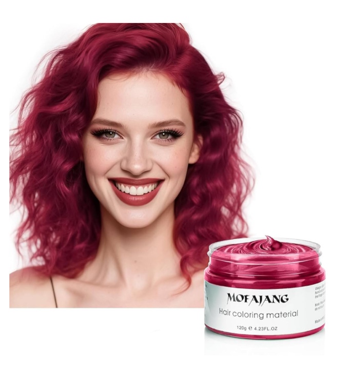 Red Temporary Hair Dye Wax Natural Instant Hair Color Wax Pomades 4.23 oz,Hair Styling Clay for Party, Cosplay, Halloween,Christmas