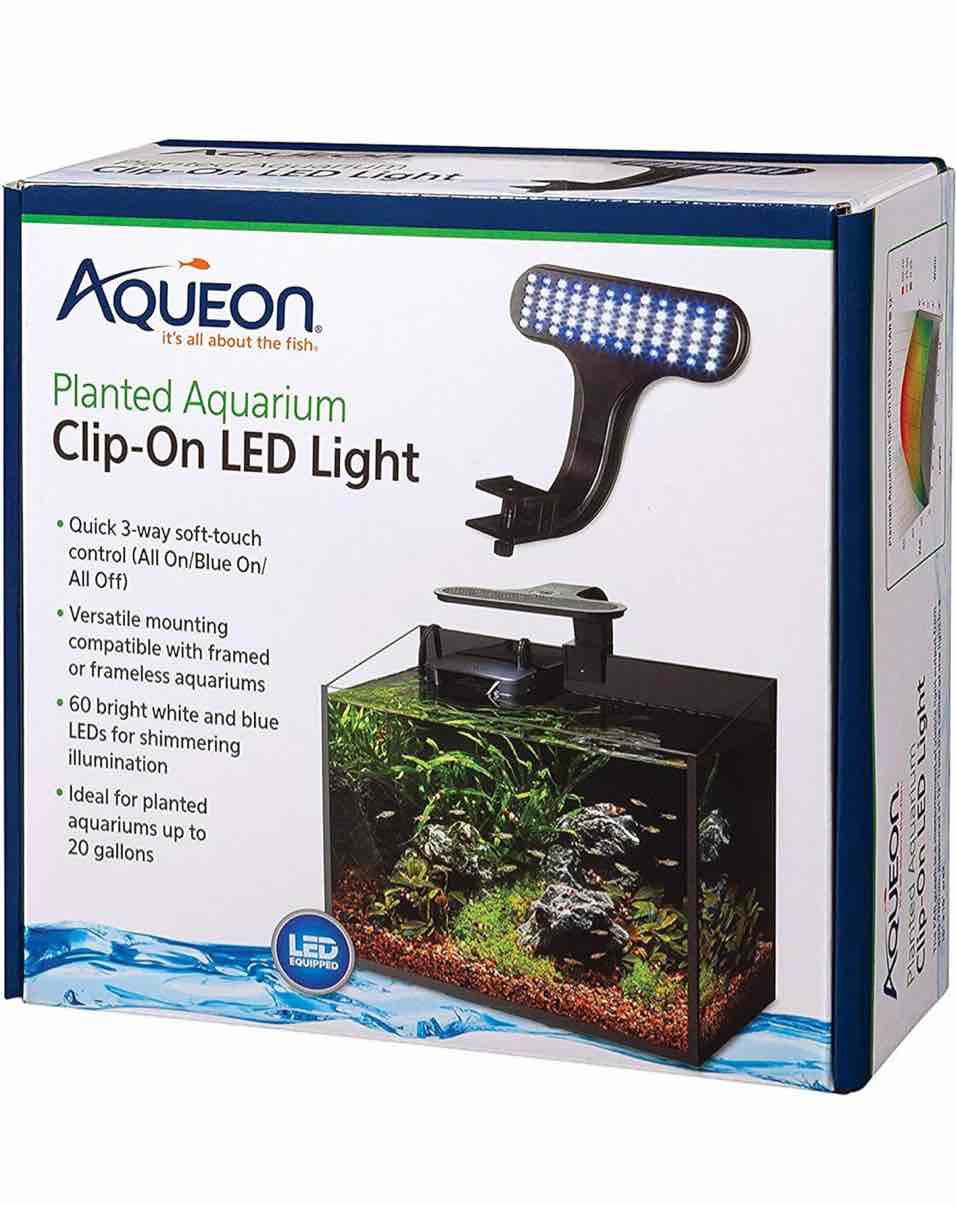 Aqueon Clip-On LED Aquarium Fish Tank Light for Planted Growing Plants for Up To 20 Gallon Aquariums