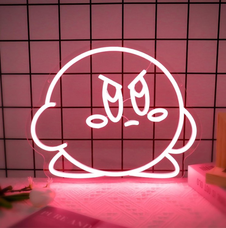 Kirby Neon Signs, Gaming Neon Sign Anime Neon Signs, Dimmable Neon StarLight for Wall Decor, Neon LED Signs for Bedroom Girls Room Anime Game Wall Neon Sign Decor (Pink)