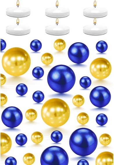 PNJHDZ 10000 Pcs Water Beads and 200 Pcs Pearl Beads for Vases with 6 Pcs Floating Candles, Vase Fil