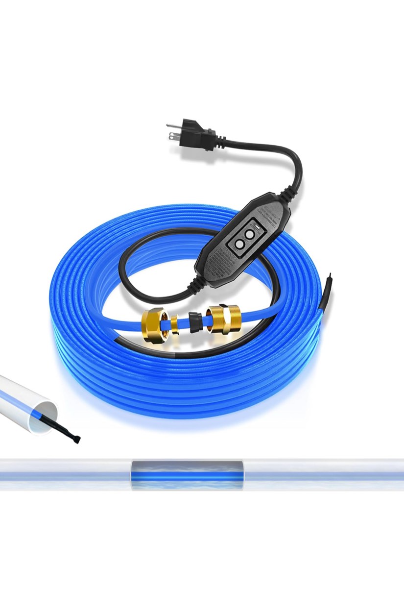 pipe heating cable prevents pipes from freezing, yelodeer internal self-regulating heat trace cable for safe drinking water, csa 120 v 8 foot