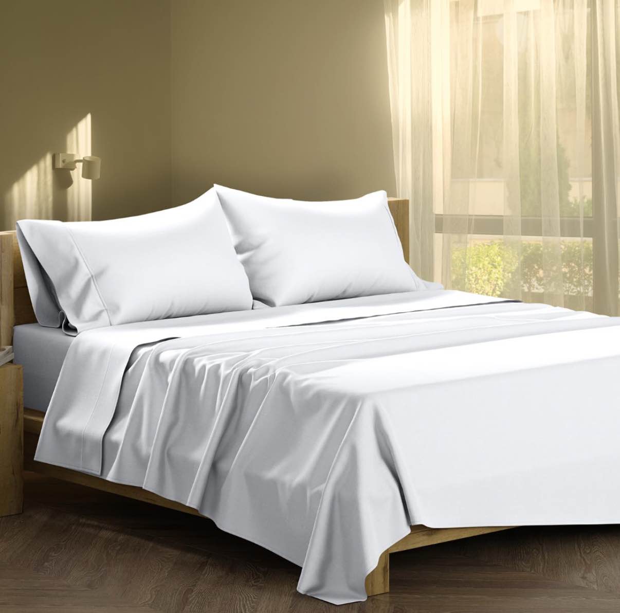 Furry Siesta Pet Friendly 500 Thread Count White Cotton Sheet Set  Queen (4 Pieces)