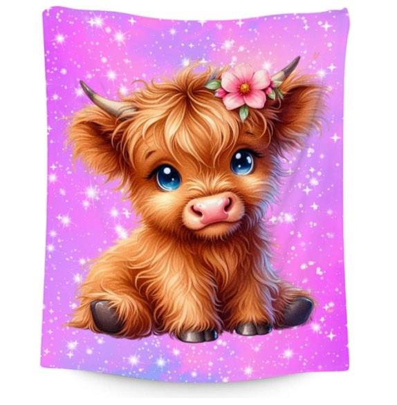 Kids Blanket Highland Cow Gifts for Kids Girls - Soft Lightweight Flannel Throws for Couch, Sofa 40in x 50in