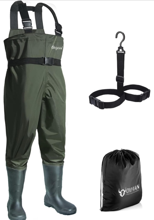 OXYVAN Chest Waders with Boots for Men & Women, Nylon/PVC Lightweight Fishing Wader with Boots Hanger