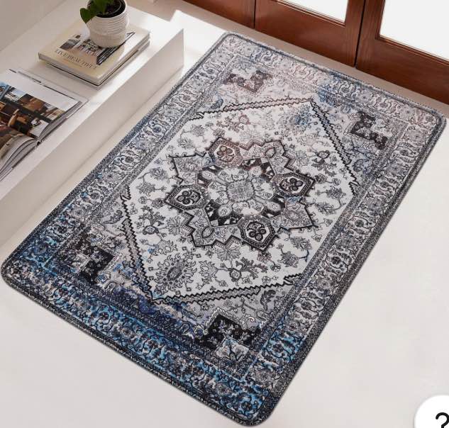 Washable Indoor Small Doormat 2x3 Area Rug Non Slip Retro Floor Mat Distressed