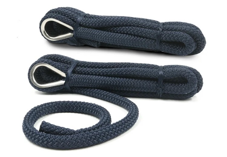 9/16in x 13ft (14mm x 4m) Pack of 2 Premium Double Braid Mooring Dock Line, Marine-Grade Lines for Boats, Pre-Spliced with Stainless Steel Thimble, 7054 LBS Breaking Strength