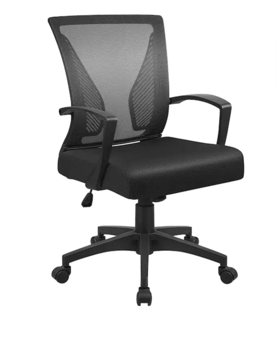 LACOO Office Black Mid Back Swivel Lumbar Support Desk, Computer Ergonomic Mesh Chair with Armrest, Set OF 2 