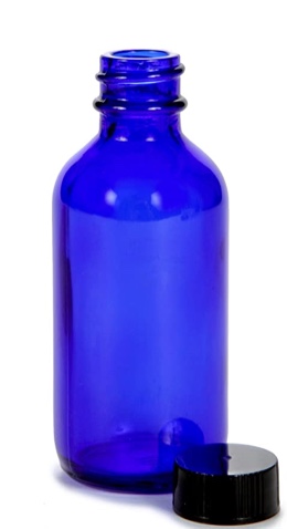 Vapor Products 2oz Boston Round Cobalt Blue Glass Bottle, Round Bead- no cap