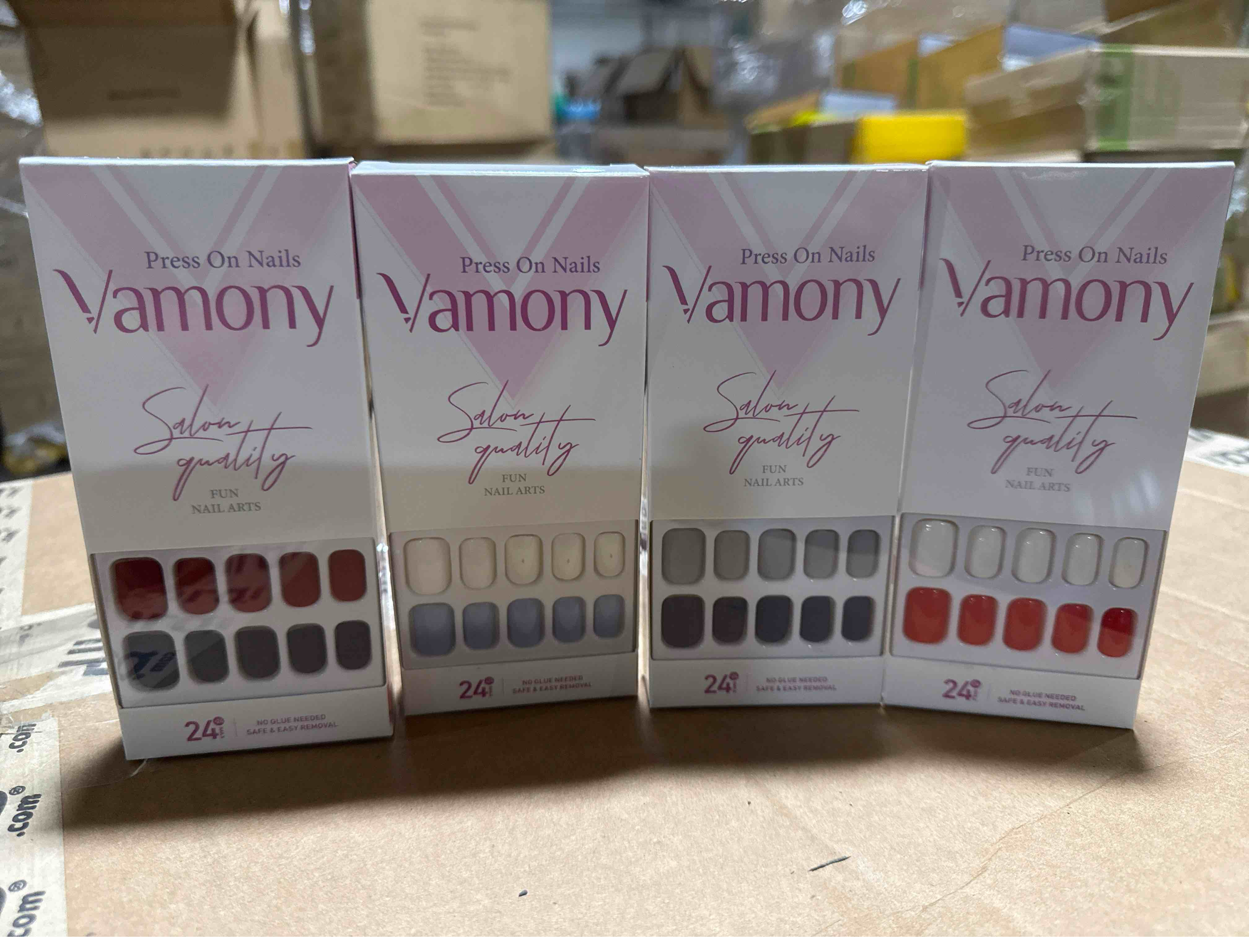 lot of 4 vamony press on nails 24 pc 