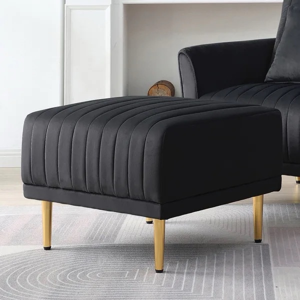 Luxurious Velvet Tufted Ottoman for Living Room, Adds Elegance and Comfort to Your Space.