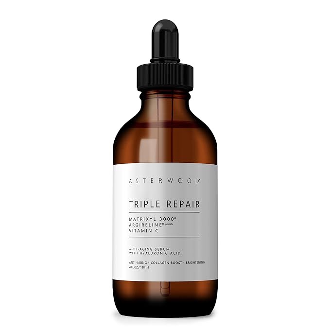 Triple Repair Matrixyl 3000 + Argireline + Hyaluronic Acid + Organic Vitamin C Serum for Face; Anti-Aging Face Serum, Anti-Wrinkle Serum, Facial Skin Serum Skin Care, 118ml/4 oz